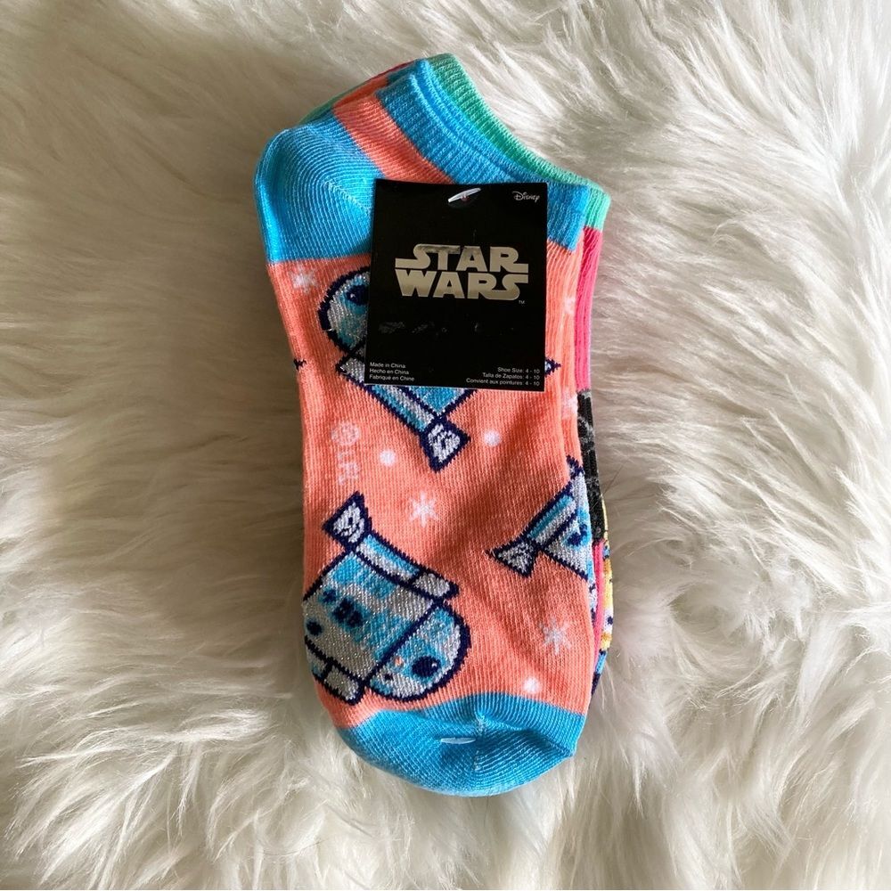 Star Wars Character 6 Pairs No Show Low Cut Socks NWT Princess Leia Darth Vader